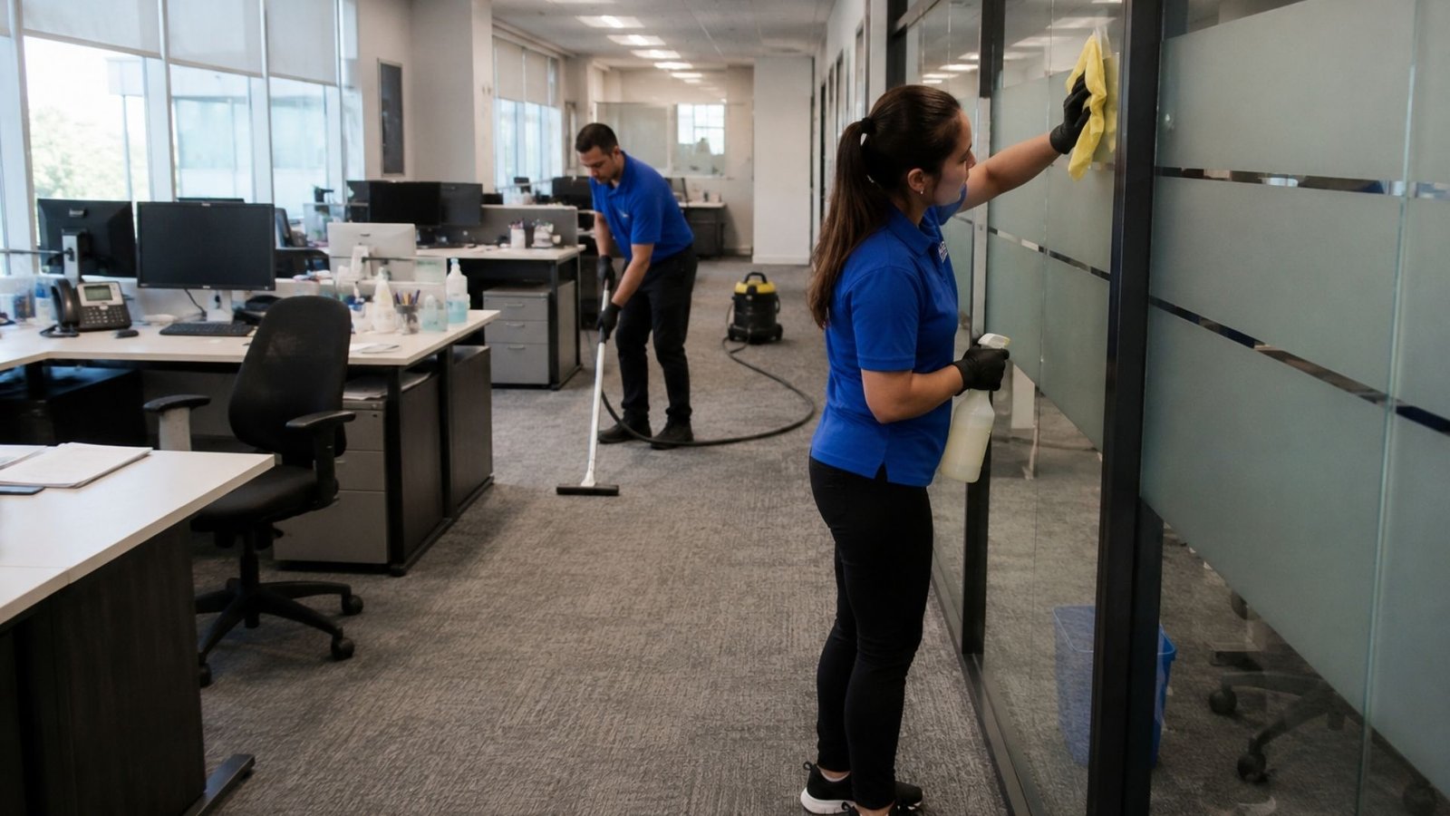 Professional 5S Clean Up office cleaning team servicing a commercial facility in Minneapolis